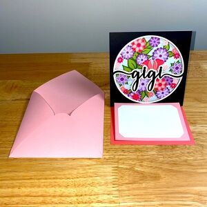 3D Pink Gigi Blank Greeting Card with Matching Envelope